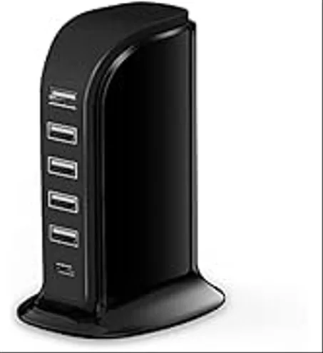 شاحن هاتف سطح مكتب عالمي جاهز للسفر، أسود