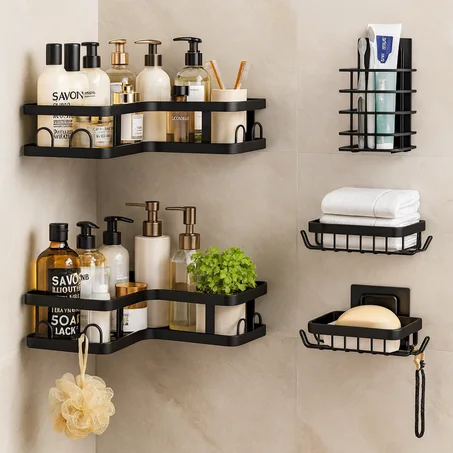 🛁 Pack 5 Étagères d’Angle Salle de Bain & Cuisine