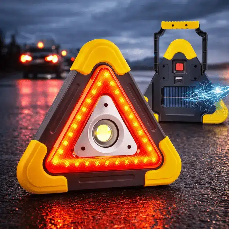 🚨 Triangle de Signalisation LED USB et solaire