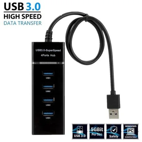 USB HUB 4 Ports 3.0 USB Hub Adapter High Speed Data Transfer
