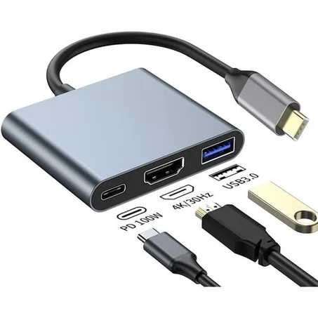 addigoes USB C to 4K HDMI Multiport Adapter, USB C Hub with 4K HDMI USB 3.0 100W PD Charging for Mac, Type-C Digital AV Multiport Adapter Converter for MacBook Pro/air, iPad Pro & USB Type C