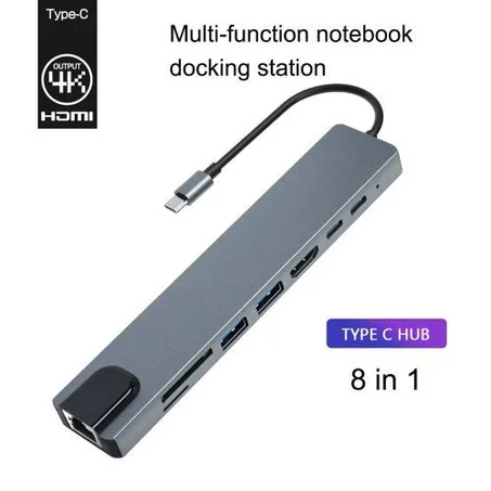 8 In1 Multi Ports USB Type C Hub Splitter Adapter