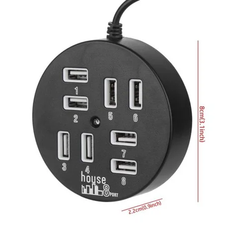 USB HUB 8Ports USB Hub USB Adjustable Adapter