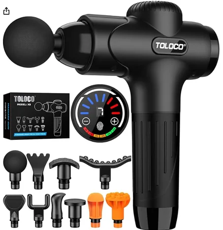 مسدس تدليك ايقاعي مع 10 رؤوس بديلة