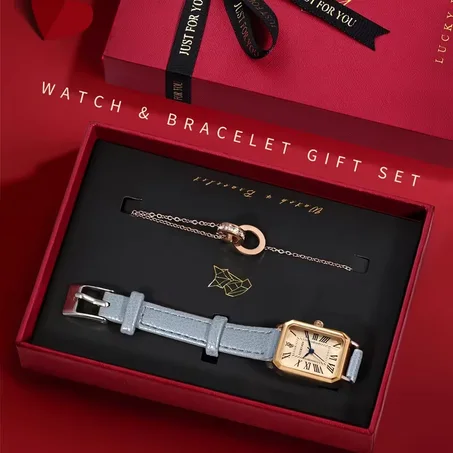 LUCKYFOX Square Watch Gift Set