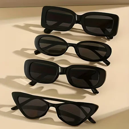 4PCS Black Classic Glasses Set