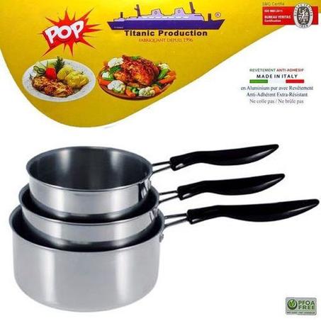 Ensemble de 3 Casseroles en Aluminium (Ø12, Ø14, Ø18 cm) – Titanic Production