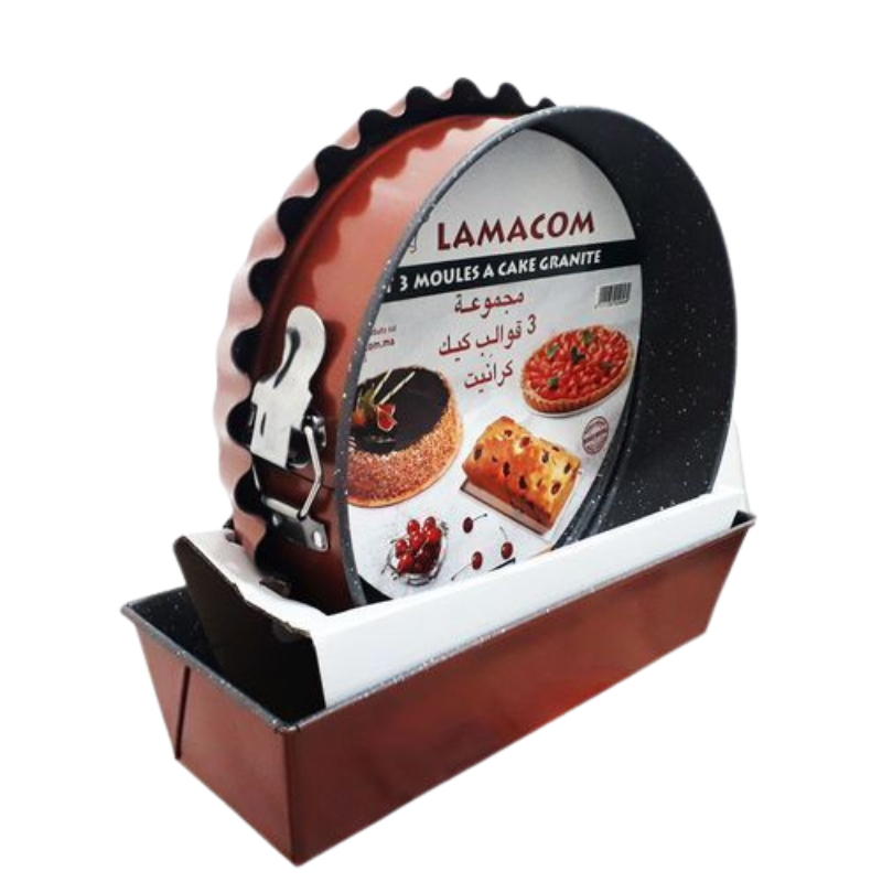 Kit 3 moules lamacom à cake granite
