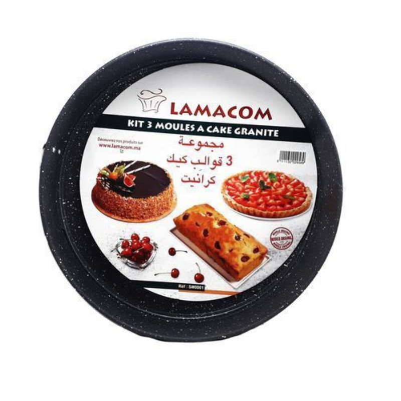 Kit 3 moules lamacom à cake granite