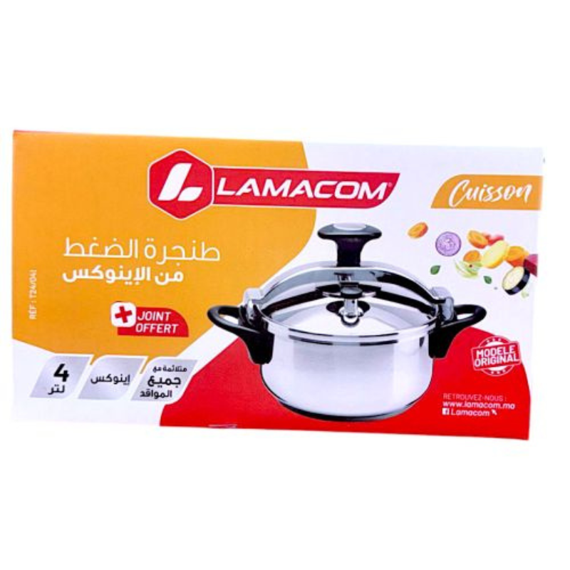 Lamacom Cocotte  en INOX - 4 Litres - Cuisson Rapide et Efficace Cocotte
