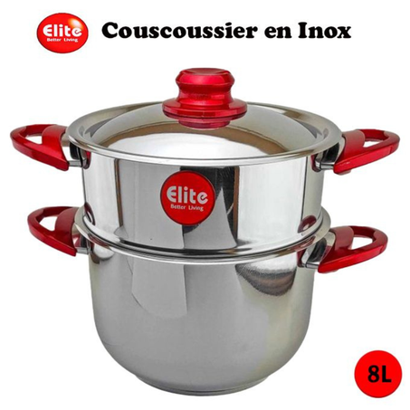 Couscoussier Elite avec couvercle en Inox 8 Litres