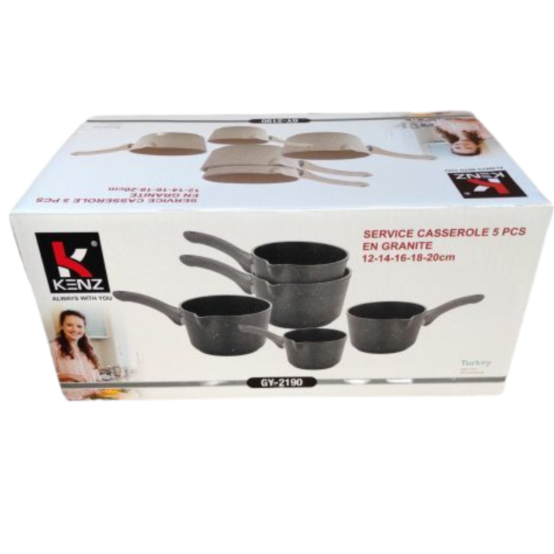 Service de Casseroles et Poêles Kenz 5 Pièces en Granite