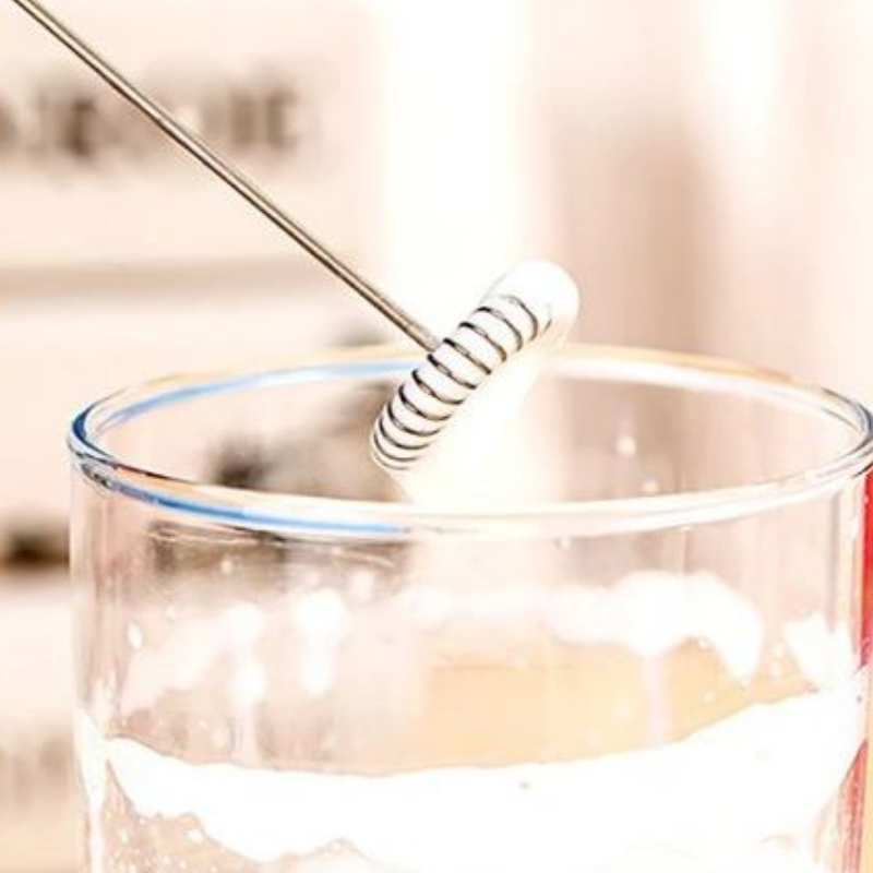 Mousseur à Lait Électrique Portable en Inox – Fouet à Œufs et Crème, Fonctionne à Piles