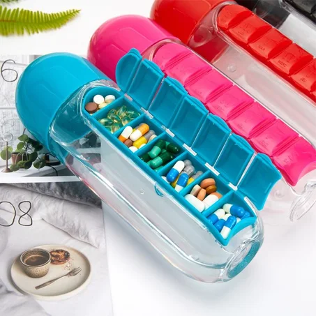 600Ml Water Bottle with Pill Box