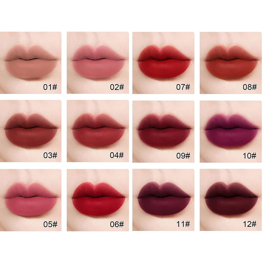 مجموعة احمر شفاه غير لامع 12 لون ميكس