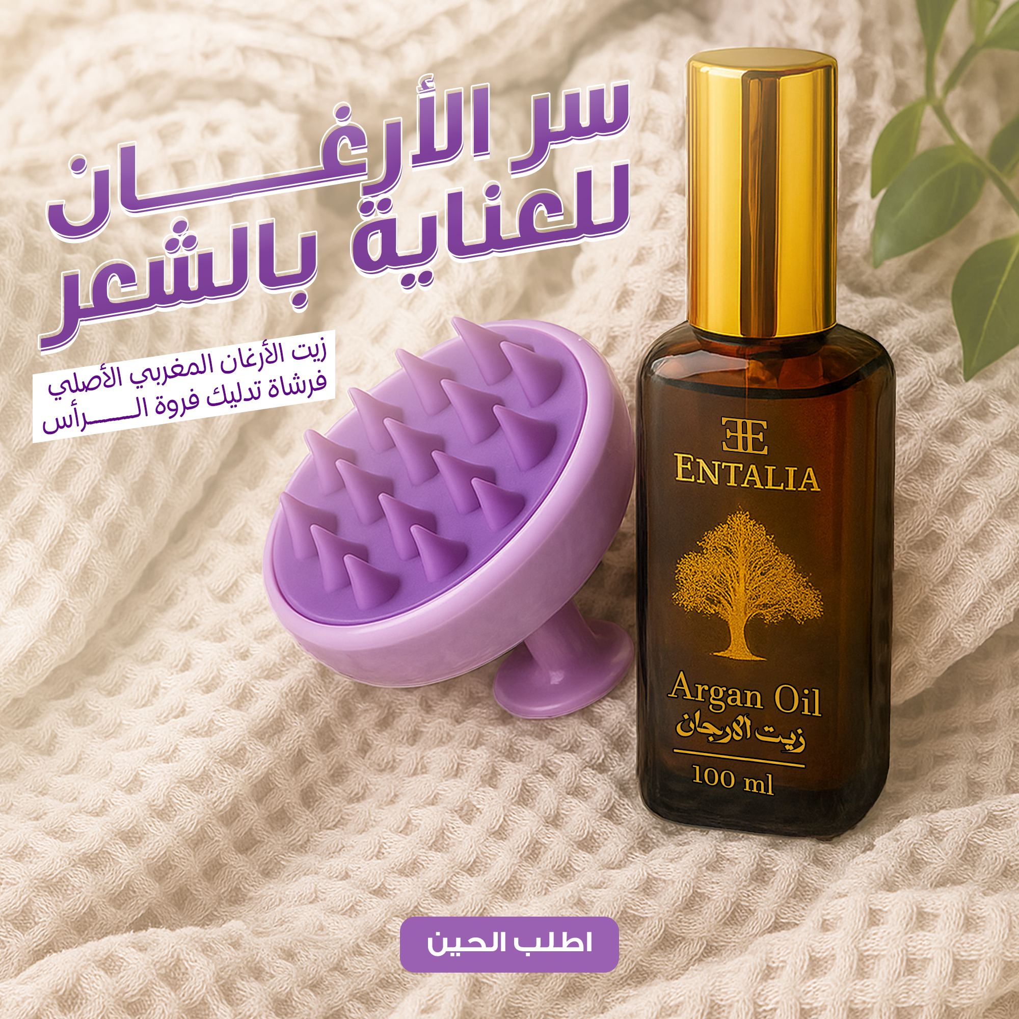 (زيت الأرغان المغربي الأصلي+فرشاة تدليك فروة الرأس  Hair Scalp massage)سر الأرغان للعناية بالشعر
