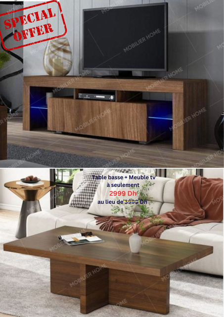 Pack Table PRESTIGIA + Meuble tv GUZEL 150 cm