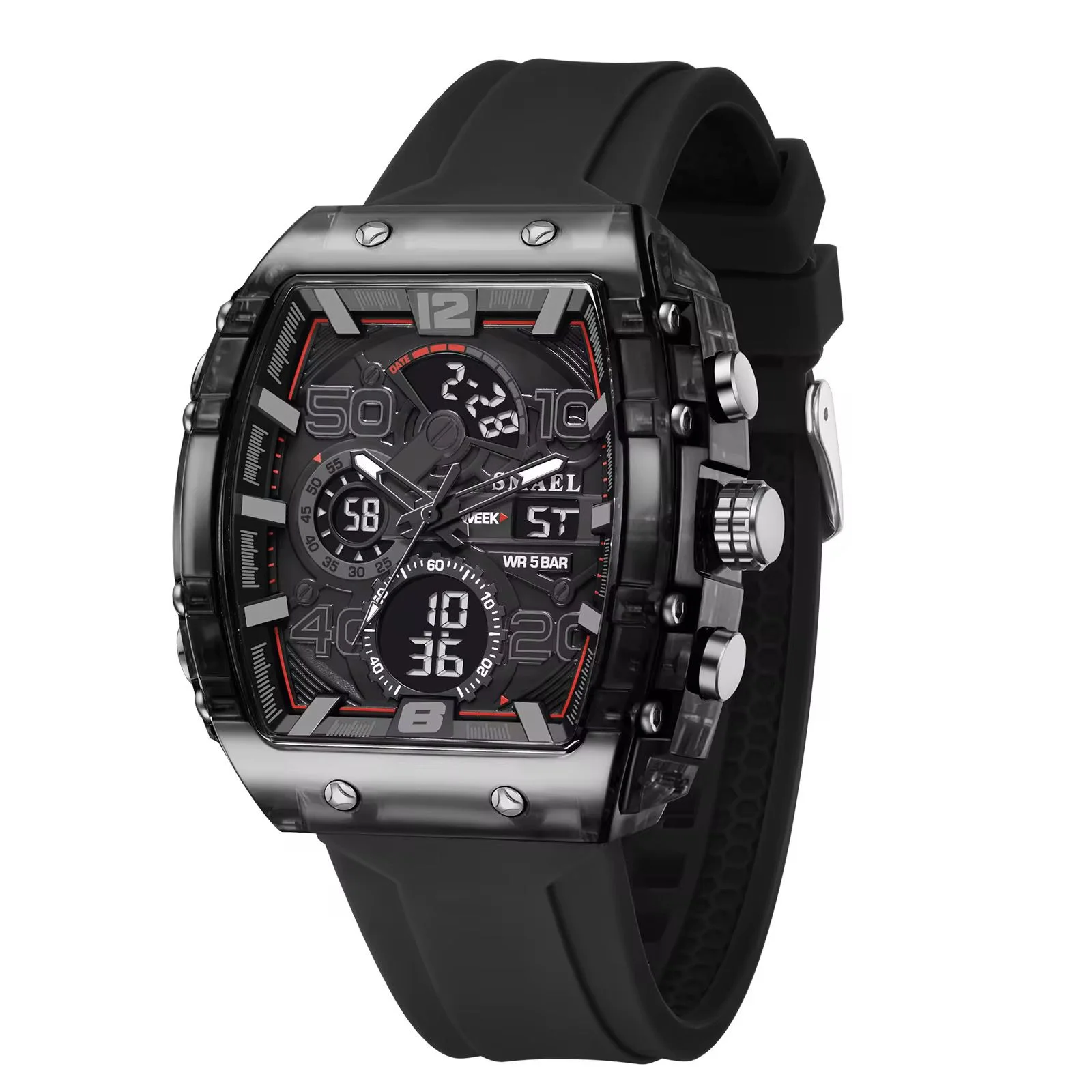 Montre Carrée avec Bracelet en Silicone