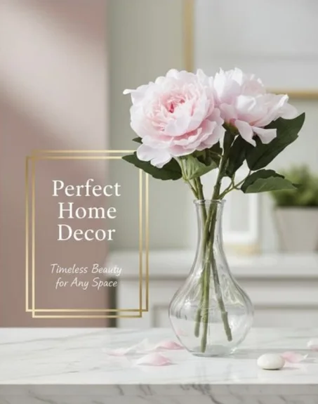 Vase décoratif moderne pour fleurs avec un joli design + un cadeau de 3 fleurs artificielles dahlia de haute qualité comme naturelles