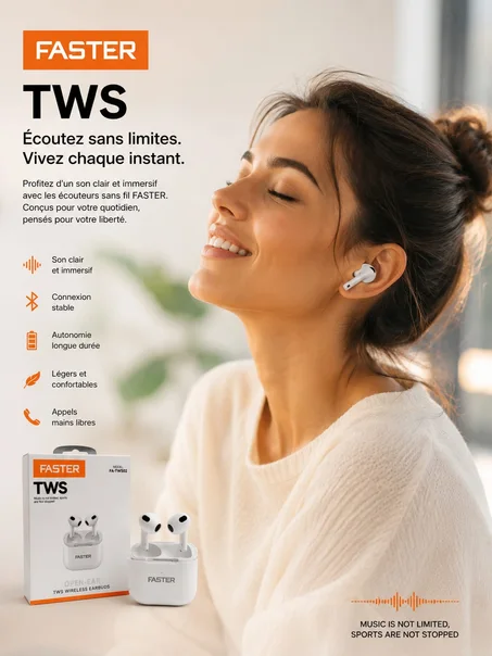 Ecouteurs Bluetooth TWS FASTER OPEN-EAR FA-TWS02 Haute Qualité
