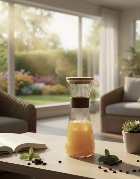Carafe à eau ou jus avec couvercle en bambou