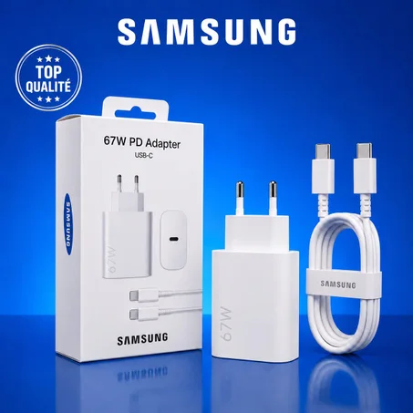 Chargeur Ultra Rapide Top Qualité Samsung 67W PD avec Cable de Charge USB C To USB C