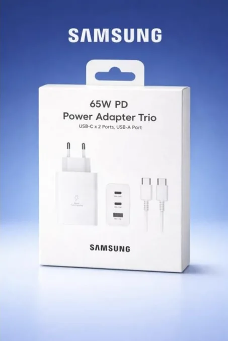 Chargeur Rapide Original Samsung 65W PD Trio avec Câble de charge USB-C to USB-C