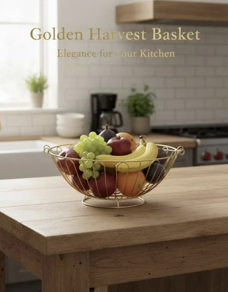 Panier à fruits doré avec poignet