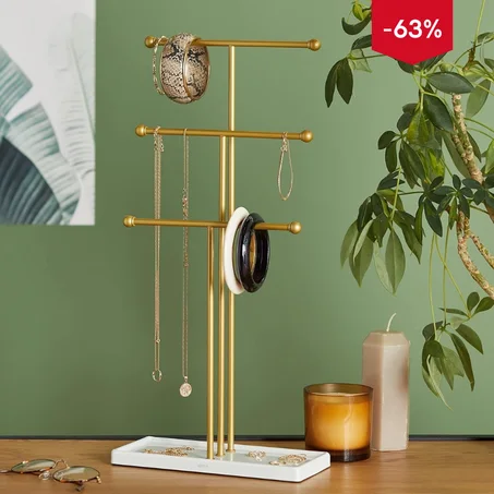 Support porte-bijoux doré