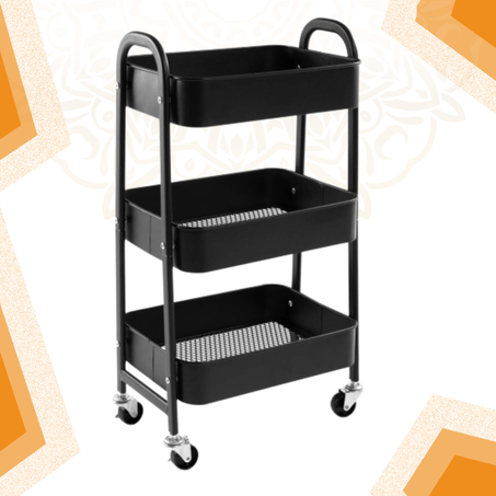 عربة تخزين متعددت الاستعمالات  3 سلال 3 طبقات معدنية صلبة