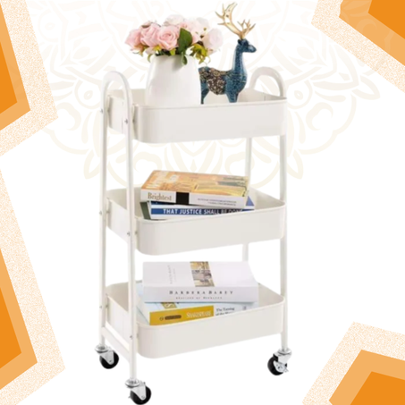 عربة تخزين متعددة الاستعمالات  3 سلال 3 طبقات معدنية صلبة