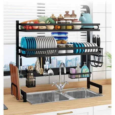 Égouttoir à vaisselle 2 niveaux, organisateur de cuisine