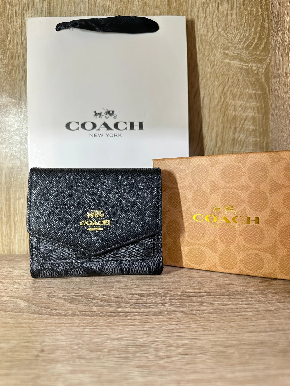 PORTE MONNAIE COACH FEMMES NOIR