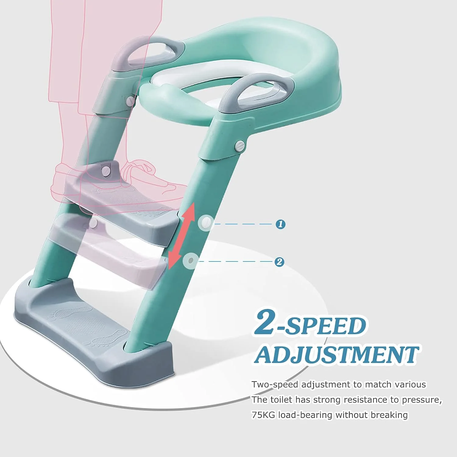 مقعد مرحاض للأطفال مع سلم قابل للتعديل
