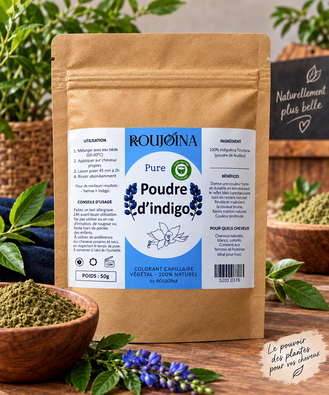 Poudre d’Indigo BIO – Colorant Capillaire Végétal