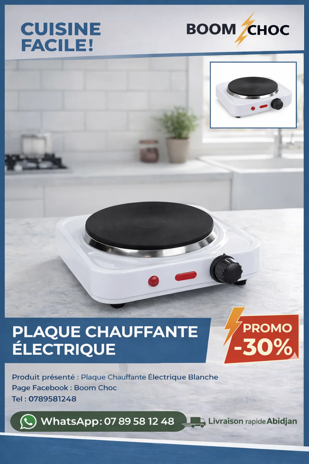 PLAQUE CHAUFFANTE ELECTRIQUE PORTATIF- cuisson rapide et efficace