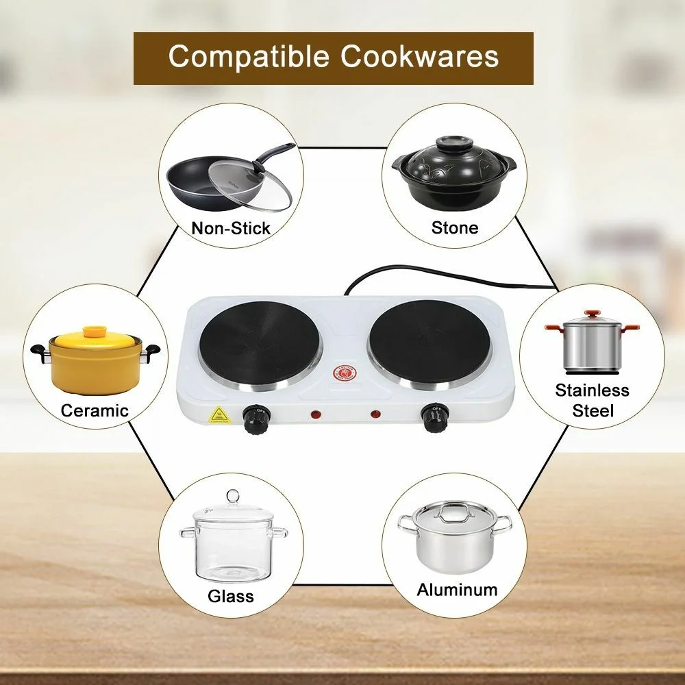 Plaque chauffante électrique double – cuisson rapide et pratique