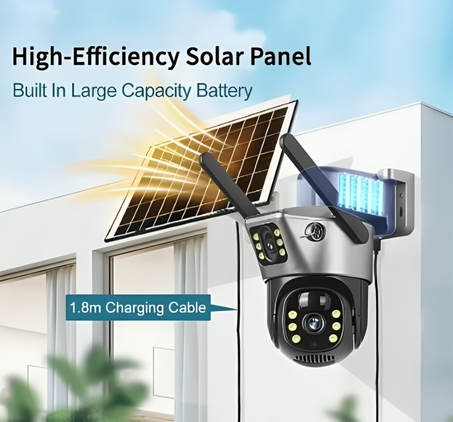 كاميرا مراقبة ذكية، طاقة شمسية وأمان 24/7