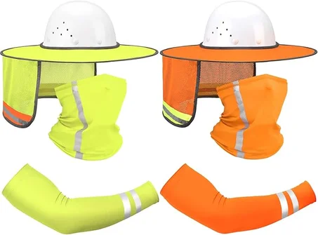 SATINIOR 8 unidades de sombrero duro de ala completa para el sol, protección solar, protección para el cuello, polaina para el cuello, bufanda facial con correa UV mangas para los brazos
