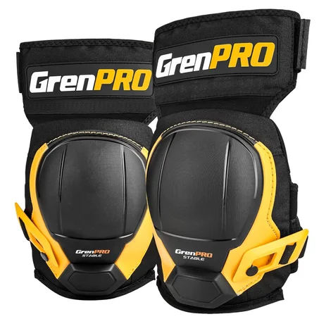GRENPRO Rodilleras negras para el trabajo, EVA resistente y soporte de gel para construcción, pisos, jardinería y limpieza