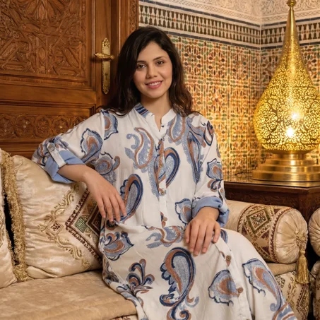 Robe chemise en coton imprimé