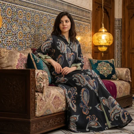 Robe chemise en coton imprimé fluide