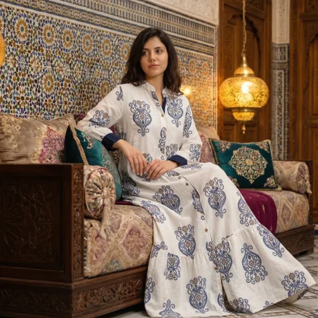 Robe chemise en coton imprimé