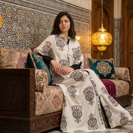 Robe chemise en coton imprimé