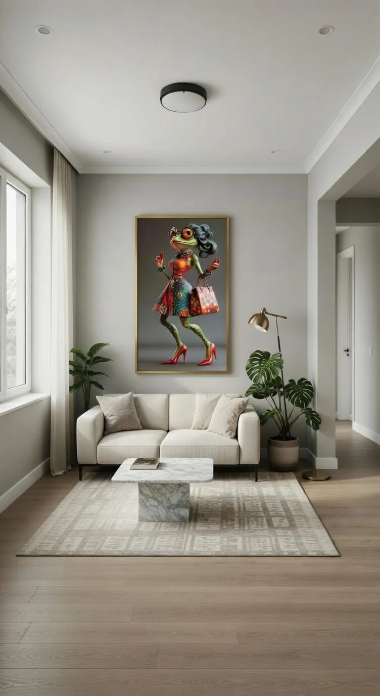 Poster Premium Grenouille Fashion Glamour, Art Funky Humour Chic