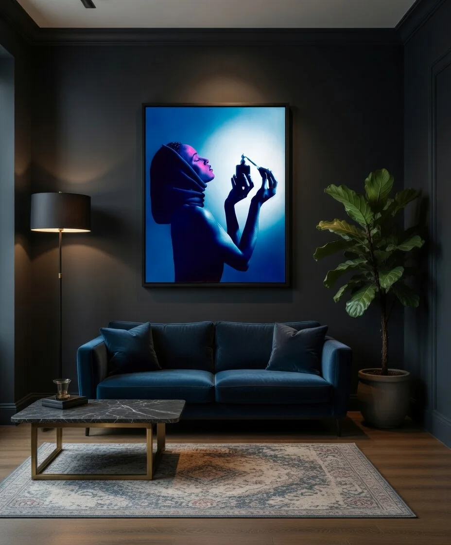 Femme Bleue Parfum Portrait Art Lumière réalisé par Fréderic Charpentier