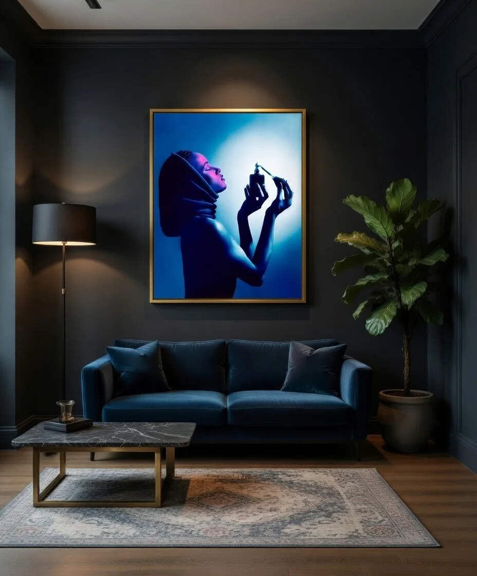 Femme Bleue Parfum Portrait Art Lumière réalisé par Fréderic Charpentier