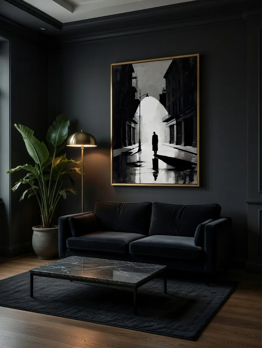 L'Homme de la Nuit Illustration Art Urbain Noir & Blanc, Silhouette Mystérieuse par le Designer Katir Mohamed