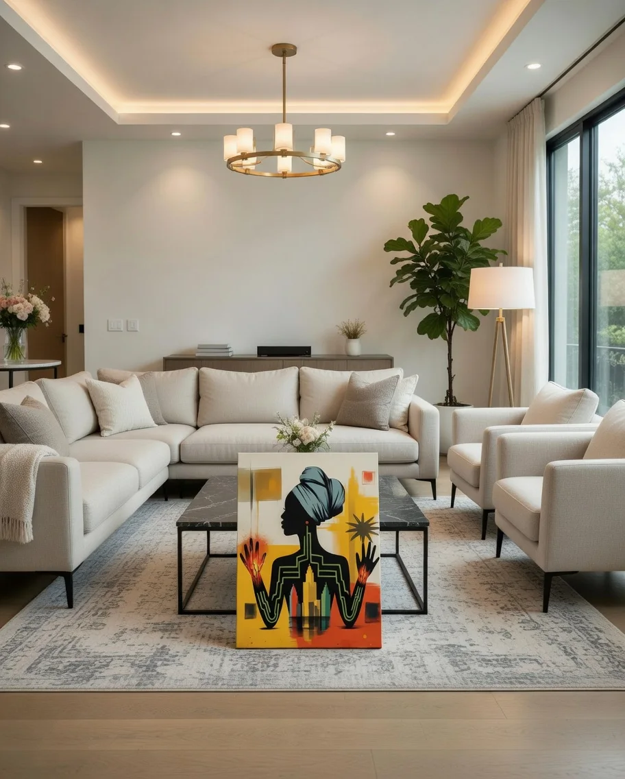 Tableau Femme Africaine Silhouette, City Art Esprit urbain Afro Moderne