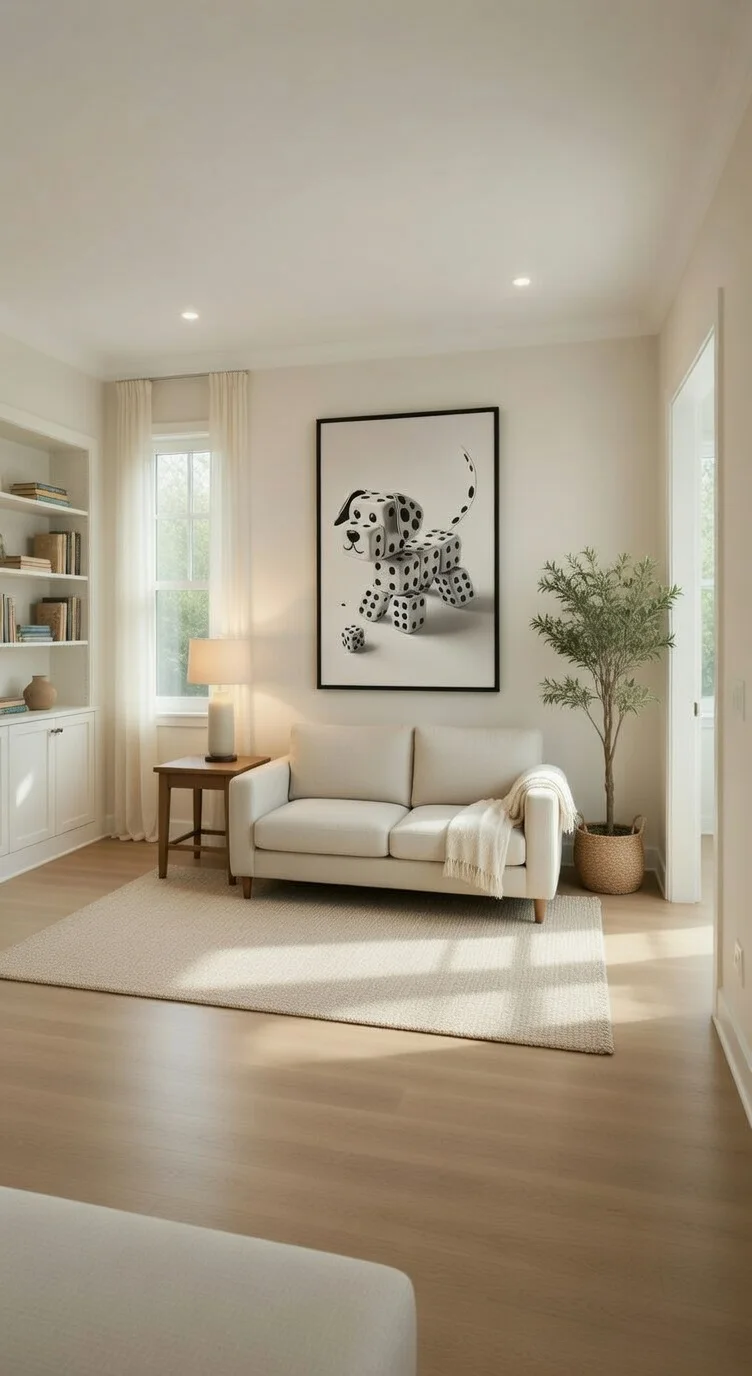 Poster Art Chien en Dés Art Moderne Noir et Blanc